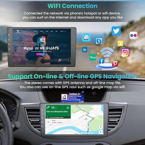 Car Stereo Radio for Honda CRV 2007-2011, Android 12.0 (4G RAM 64G ROM) 9 Inch 5G WiFi CRV Radio Support Carplay/Android Auto,GPS Navigation with Bluetooth,Backup Camera 1080P,SWC/FM Radio in Kuwait