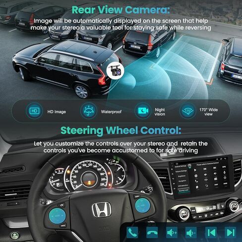 Car Stereo Radio for Honda CRV 2007-2011, Android 12.0 (4G RAM 64G ROM) 9 Inch 5G WiFi CRV Radio Support Carplay/Android Auto,GPS Navigation with Bluetooth,Backup Camera 1080P,SWC/FM Radio in Kuwait