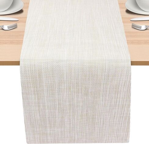 FYY Table Runner 72 Inches Long, Farmhouse Style Table Runner Heat Resistant Non-Slip Washable PVC Stain Resistant Woven Vinyl for Kitchen Dining Table Outdoor Party Holiday Decoration, 12 x 72 Inch in Kuwait