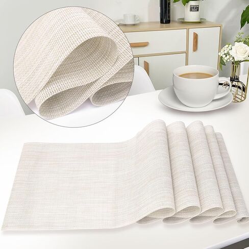 FYY Table Runner 72 Inches Long, Farmhouse Style Table Runner Heat Resistant Non-Slip Washable PVC Stain Resistant Woven Vinyl for Kitchen Dining Table Outdoor Party Holiday Decoration, 12 x 72 Inch in Kuwait