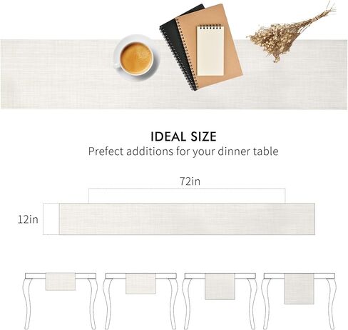 FYY Table Runner 72 Inches Long, Farmhouse Style Table Runner Heat Resistant Non-Slip Washable PVC Stain Resistant Woven Vinyl for Kitchen Dining Table Outdoor Party Holiday Decoration, 12 x 72 Inch in Kuwait