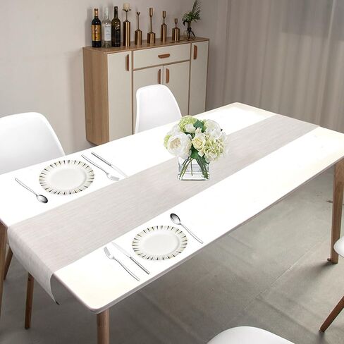 FYY Table Runner 72 Inches Long, Farmhouse Style Table Runner Heat Resistant Non-Slip Washable PVC Stain Resistant Woven Vinyl for Kitchen Dining Table Outdoor Party Holiday Decoration, 12 x 72 Inch in Kuwait