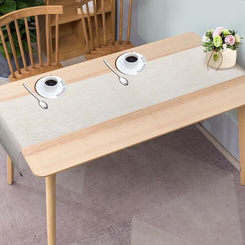 FYY Table Runner 72 Inches Long, Farmhouse Style Table Runner Heat Resistant Non-Slip Washable PVC Stain Resistant Woven Vinyl for Kitchen Dining Table Outdoor Party Holiday Decoration, 12 x 72 Inch in Kuwait