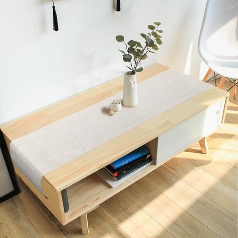 FYY Table Runner 72 Inches Long, Farmhouse Style Table Runner Heat Resistant Non-Slip Washable PVC Stain Resistant Woven Vinyl for Kitchen Dining Table Outdoor Party Holiday Decoration, 12 x 72 Inch in Kuwait