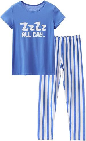 Jashe Girls Pajamas Top & Pants Blue Stripe Size 8 in Kuwait