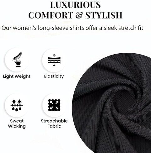 2 Pack Stretch Long Sleeve Workout Tops for Women, Ribbed Scoop Neck Yoga Shirts (Available in Plus) in Kuwait