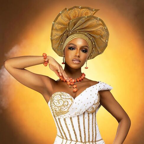 أغطية الرأس النيجيرية أفريقيا ، عصابة رأس جيلي ، التفاف اليد بالخرز - مصنوعة لحفلات الزفاف أحداث الأحداث in Kuwait