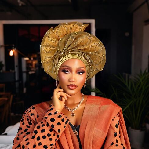 أغطية الرأس النيجيرية أفريقيا ، عصابة رأس جيلي ، التفاف اليد بالخرز - مصنوعة لحفلات الزفاف أحداث الأحداث in Kuwait