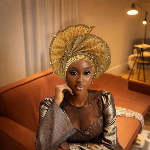 أغطية الرأس النيجيرية أفريقيا ، عصابة رأس جيلي ، التفاف اليد بالخرز - مصنوعة لحفلات الزفاف أحداث الأحداث in Kuwait