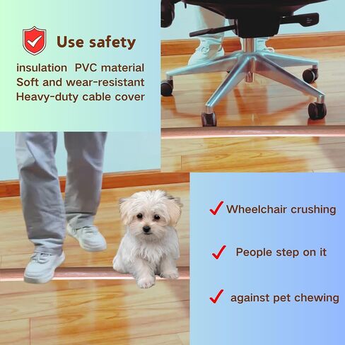 4ft Self Adhesive Floor Cord Cover,Heavy Duty Soft PVC Cable Protector and Extension Cord Hider,Cord Management System to Hide Wires on Floor,Cable Cavity:0.61" (W) x 0.32" (H) White in Kuwait