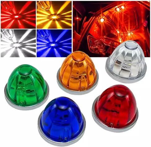 5PCS Watermelon Lights for Semi Truck，LED Watermelon Light Indicator Side Marker Lamp, Outline water melon Side Marker for Motor with Bezel (Amber) in Kuwait