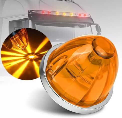 5PCS Watermelon Lights for Semi Truck，LED Watermelon Light Indicator Side Marker Lamp, Outline water melon Side Marker for Motor with Bezel (Amber) in Kuwait