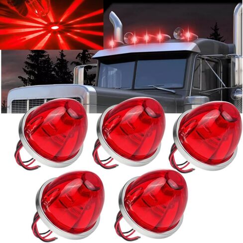 5PCS Watermelon Lights for Semi Truck，LED Watermelon Light Indicator Side Marker Lamp, Outline water melon Side Marker for Motor with Bezel (Amber) in Kuwait