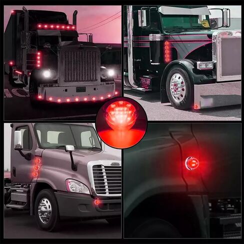 5PCS Watermelon Lights for Semi Truck，LED Watermelon Light Indicator Side Marker Lamp, Outline water melon Side Marker for Motor with Bezel (Amber) in Kuwait