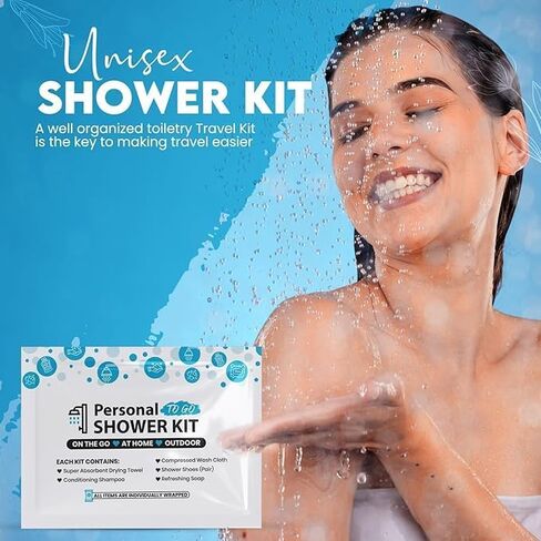 Compact Personal Shower Kit To-Go (Multi-Color) – Your Hygiene Companion for Travel, Gym, Camping | Shower on the Go | Shampoo, Soap, Towel. All in One (50) in Kuwait