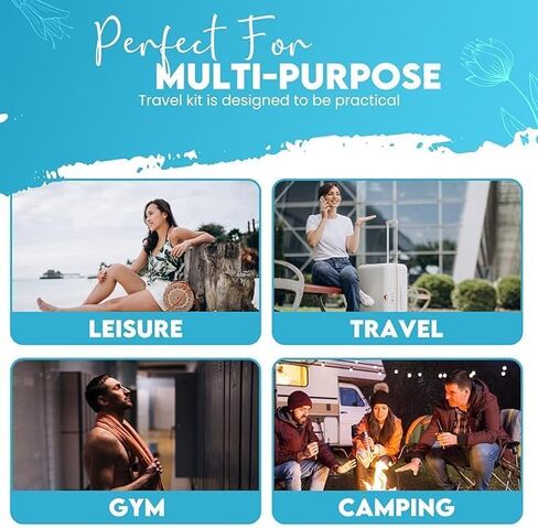Compact Personal Shower Kit To-Go (Multi-Color) – Your Hygiene Companion for Travel, Gym, Camping | Shower on the Go | Shampoo, Soap, Towel. All in One (50) in Kuwait