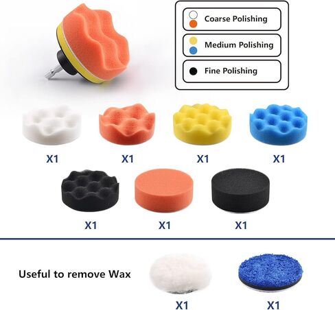 98Pack 3 Inch Car Buffer Polisher Kit with 5/16" & 1/4" Shanks for Sanding, Polishing, Waxing, Sealing Glaze,Sanding Pads includes P1000-3000 for Drill Attachment in Kuwait