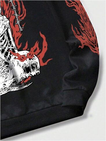 SHENHE Men's Skeleton Print Graphic Crew Neck Halloween Gothic Sweatshirt Top Streetwear in Saudi Arabia