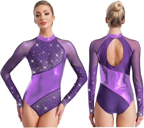 Women Dance Leotard Bodysuit for Figure Skating Rhythmic Gymnastics Dance Competition Stage Performance in Kuwait