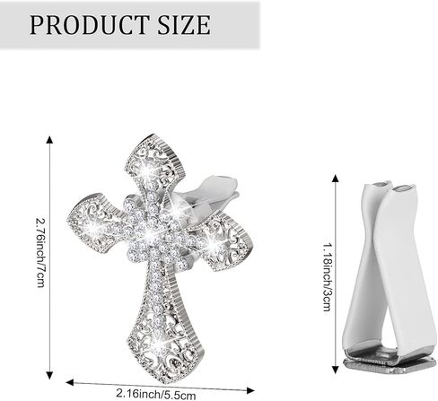 Friendaa bling Car Air Vent Clip Crystal Cross Cross Open Air Complementer Outlet Vent Vent Charm Car Bling Association for Women Wheels Interior Decoration (Silver) in Kuwait