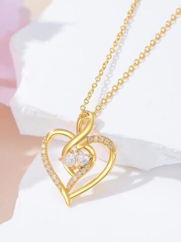 14k Gold Infinity Heart Necklace for Women, My Infinite Love Jewelry Birthday Christmas Gifts for Her Girlfriend Mom Wife 18 inches in Saudi Arabia