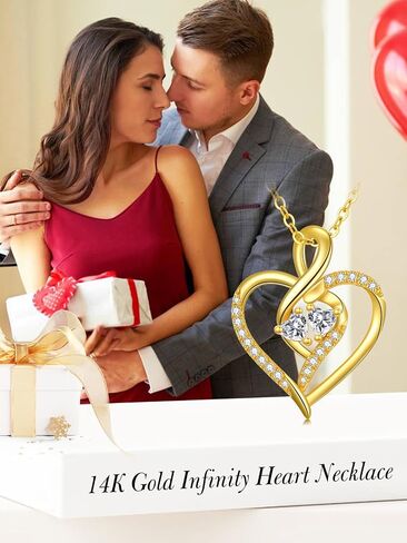 14k Gold Infinity Heart Necklace for Women, My Infinite Love Jewelry Birthday Christmas Gifts for Her Girlfriend Mom Wife 18 inches in Saudi Arabia