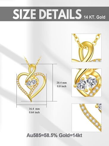 14k Gold Infinity Heart Necklace for Women, My Infinite Love Jewelry Birthday Christmas Gifts for Her Girlfriend Mom Wife 18 inches in Saudi Arabia
