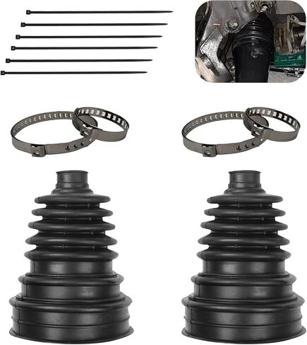 2 PCS CV Axle Boot, Cuttable Protective Cover with Clamps and Cable Ties, Portable Rubber Waterproof Seals for 19 mm-24 mm Axle Diameters, for Most FW and AED Vehicles (Black) in Saudi Arabia