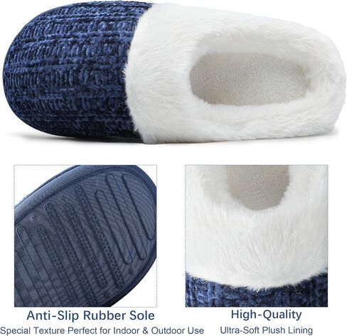 shoeslocker Women's Memory Foam Fuzzy Slippers Knit house shoe for Women Comfy Wool-Like Lined Slippers Indoor Outdoor in Kuwait