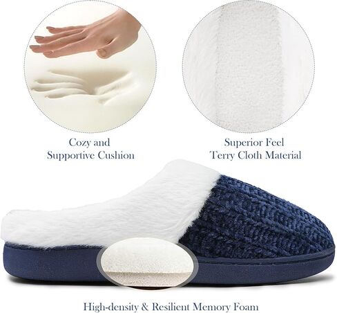 shoeslocker Women's Memory Foam Fuzzy Slippers Knit house shoe for Women Comfy Wool-Like Lined Slippers Indoor Outdoor in Kuwait