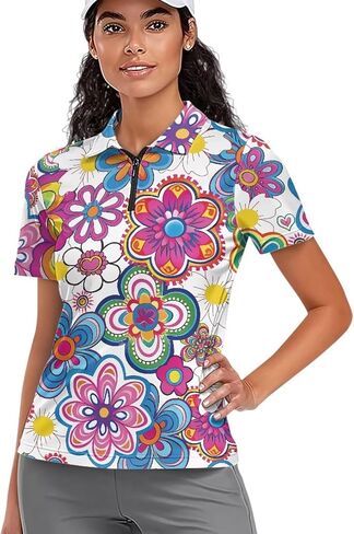 Biyejit Womens Golf Polo قمصان 1/4 Zip Up قصيرة الأكمام الجافة السريعة قمم تجريب الشمس in Saudi Arabia