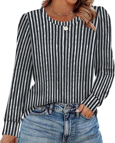 قمصان Alaroo Womens Long Sleeve 2025 Tunic Tops Tops Crewneck Blouses Print in Kuwait