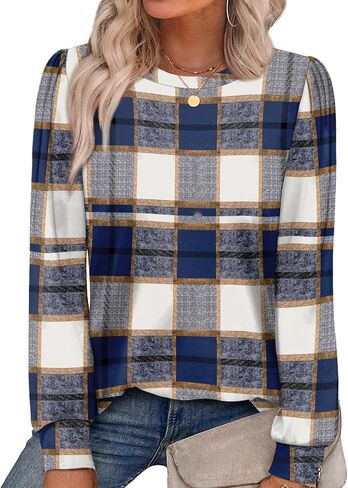 قمصان Alaroo Womens Long Sleeve 2025 Tunic Tops Tops Crewneck Blouses Print in Kuwait