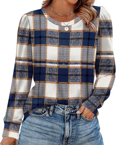 قمصان Alaroo Womens Long Sleeve 2025 Tunic Tops Tops Crewneck Blouses Print in Kuwait