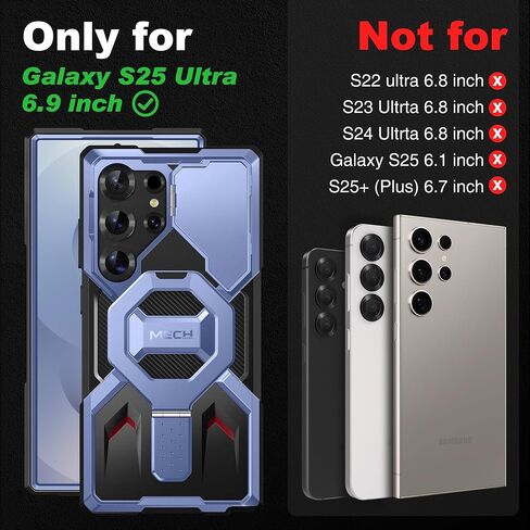 TONGATE Magnetic Stand for Samsung Galaxy S25 Ultra Case, Compatible with Magsafe, [Military Drop Protection] [2 Front Frames & Camera Cover] S25 Ultra Case with Screen Protector & Belt Clip, Black in Kuwait