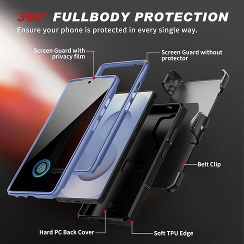 TONGATE Magnetic Stand for Samsung Galaxy S25 Ultra Case, Compatible with Magsafe, [Military Drop Protection] [2 Front Frames & Camera Cover] S25 Ultra Case with Screen Protector & Belt Clip, Black in Kuwait