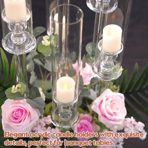 2 مجموعة 5 ذراع حامل شموع الذراع مع 10 أجهزة كمبيوتر شمعة ، Mjkeomo 27 '' Candelabra مركزية لجداول حامل شمعدان واضحة مع عاكس للضوء لصالح موقد هدية Housewarming عشاء in Kuwait