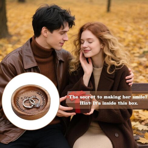 Wood Ring Dish 5 Year Anniversary Wood Gifts for Her Him, 5th Wooden Gift for Wife Husband, 5 Year Marriage Anniversary Wedding Couple Gifts Jewelry Dish for Women Men Boyfriend Girlfriend in Saudi Arabia