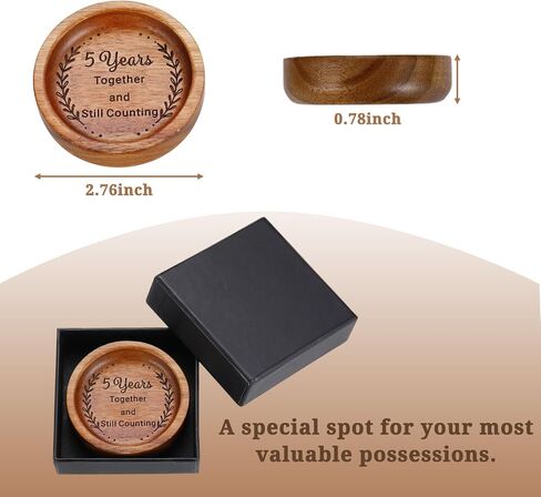 Wood Ring Dish 5 Year Anniversary Wood Gifts for Her Him, 5th Wooden Gift for Wife Husband, 5 Year Marriage Anniversary Wedding Couple Gifts Jewelry Dish for Women Men Boyfriend Girlfriend in Saudi Arabia