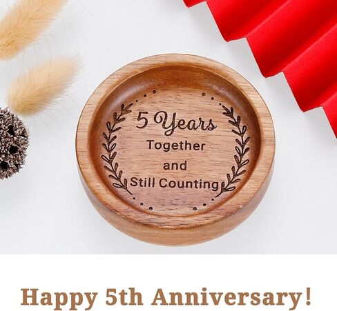 Wood Ring Dish 5 Year Anniversary Wood Gifts for Her Him, 5th Wooden Gift for Wife Husband, 5 Year Marriage Anniversary Wedding Couple Gifts Jewelry Dish for Women Men Boyfriend Girlfriend in Saudi Arabia