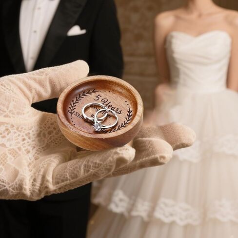 Wood Ring Dish 5 Year Anniversary Wood Gifts for Her Him, 5th Wooden Gift for Wife Husband, 5 Year Marriage Anniversary Wedding Couple Gifts Jewelry Dish for Women Men Boyfriend Girlfriend in Saudi Arabia