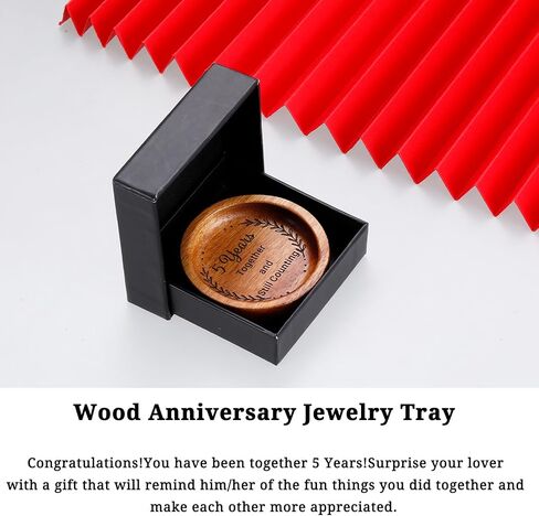 Wood Ring Dish 5 Year Anniversary Wood Gifts for Her Him, 5th Wooden Gift for Wife Husband, 5 Year Marriage Anniversary Wedding Couple Gifts Jewelry Dish for Women Men Boyfriend Girlfriend in Saudi Arabia