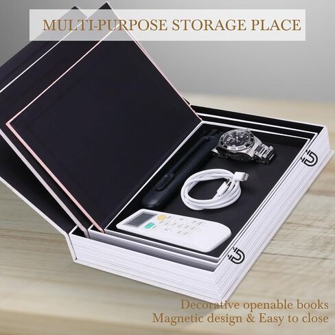 XKDOUS Set of 3 Linen Decorative Books with Gold Foil Cover Faux Book Storage Box for Coffee Table, Bathroom Shelf & Home Decor in Saudi Arabia
