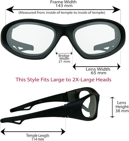 Bikershades Motorcycle Safety Glasses Goggles Interchangeable for Mens LARGE Head Sizes in Kuwait