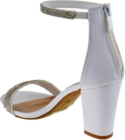 Over the Toe Strap Ankle Wrap Strap Heel Open Toe Medium Heel, White, 7 in Kuwait