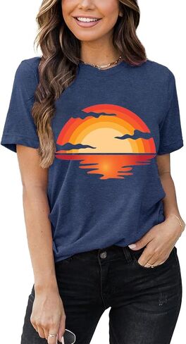 Summer Casual Funny Cute Tank Tops for Women Hiking Mountain Adventure Beach Vacation Letter Pint Graphic Tee Shirt in Saudi Arabia