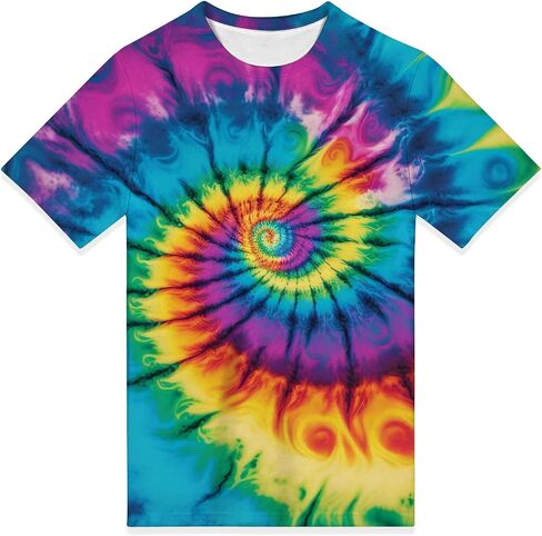 Unisex Tie Dye T-Shirt Short Sleeve Novelty Crewneck Tee for Men Women in Saudi Arabia