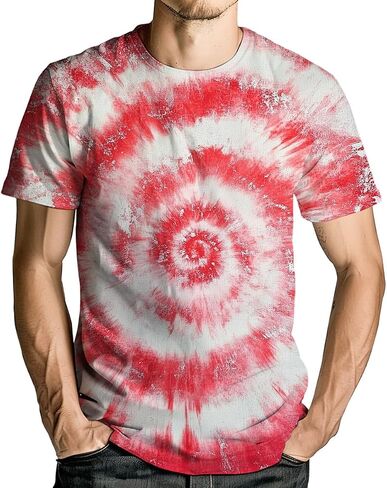 Unisex Tie Dye T-Shirt Short Sleeve Novelty Crewneck Tee for Men Women in Saudi Arabia