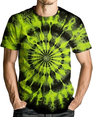 Unisex Tie Dye T-Shirt Short Sleeve Novelty Crewneck Tee for Men Women in Saudi Arabia