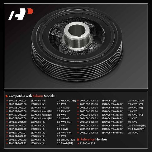 A-Premium Engine Harmonic Balancer Crankshaft Pulley Compatible with Subaru Legacy, AWD Only in Saudi Arabia